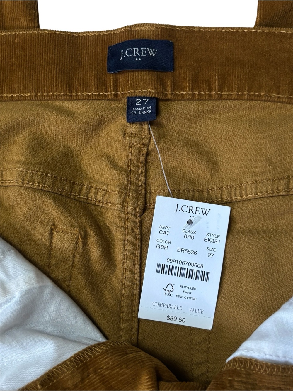 J.Crew 9” High-rise Skinny Golden Brandy Corduroy pants for Women Size 27 - Picture 3 of 9